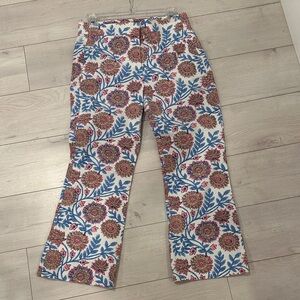 J. Crew Floral Print Pants in Blue and Pink great for spring and summer.